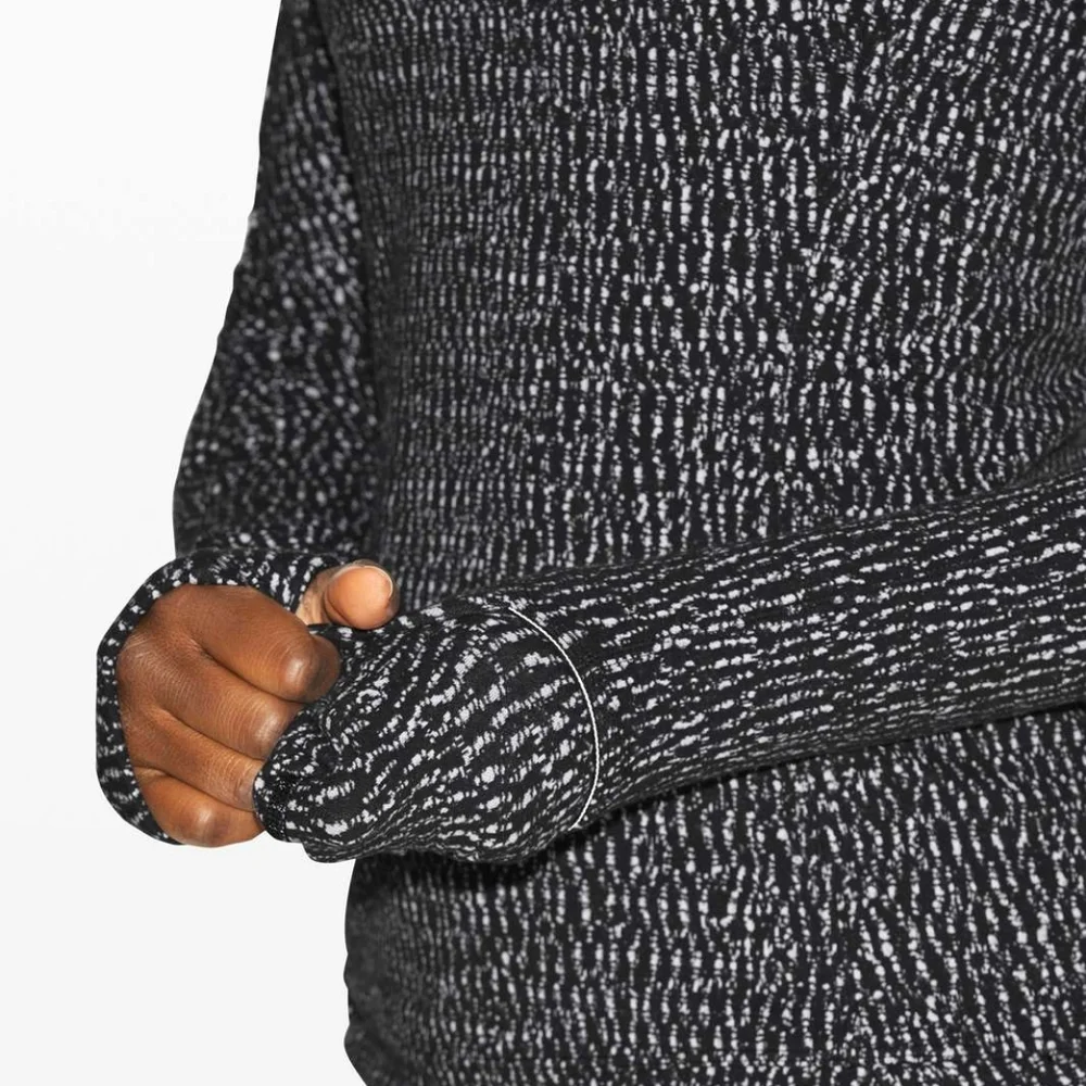Lululemon Runderful Long Sleeve Knotted Jacquard Black White - Picture 4 of 10